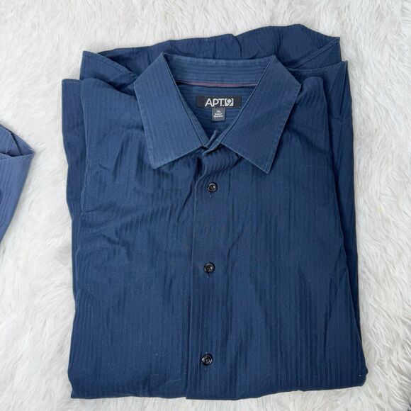 APT 9 / lot (2) blue button down solid collared casual long sleeve shirts / XL - Picture 4 of 7